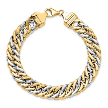 14K Yellow and White Gold 8-inch Curb Link Bracelet
