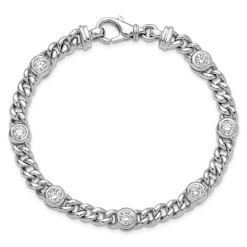 Rhodium Over 18K White Gold Diamond Curb 7.5-inch Bracelet 1.75ctw