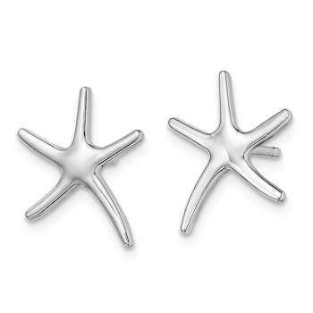 Rhodium Over 14k White Gold Polished Mini Starfish Earrings