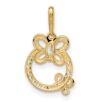 14K Yellow Gold Cubic Zirconia Butterflies Pendant