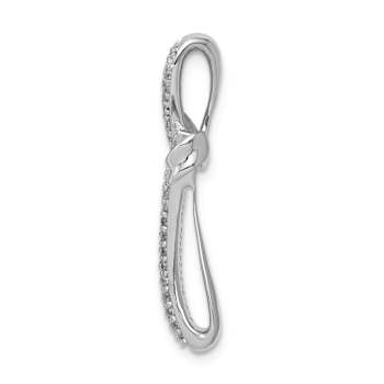 Rhodium Over 14k White Gold Diamond Cross Chain Slide Pendant