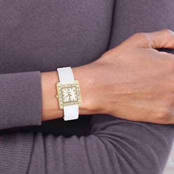 Charles Hubert Ladies Stainless Steel IP Plated Crystal Bezel Watch