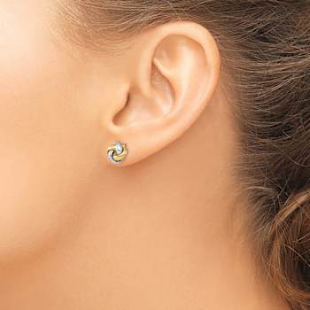 14k Yellow Gold and 14k White Gold Polished Love Knot Stud Earrings