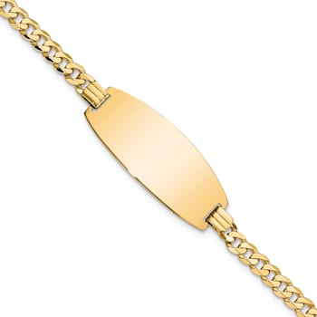 14k Yellow Gold Oval Curb Link ID Bracelet