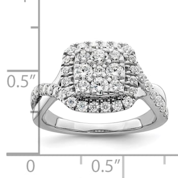 Rhodium Over 14K White Gold Lab Grown Diamond VS/SI GH, Cluster Ring 0.991ctw