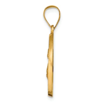 14k Yellow Gold Polished and Satin Spanish Saint Lucy Medal Pendant