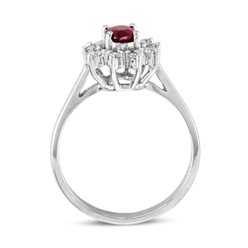 0.65ctw Oval Ruby and Diamond Halo Ring in 14k White Gold
