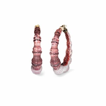 14K Yellow Gold Over Sterling Silver Acrylic and Hand Painted Enamel
Bamboo Illusion Hoops in Cocoa