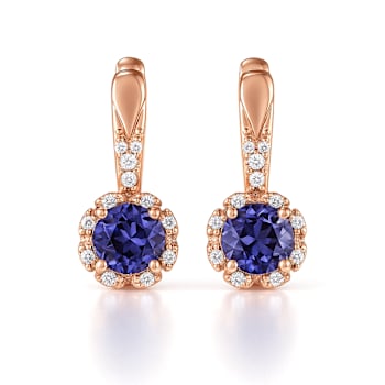 Blue lolite 14K Rose Gold Over Sterling Silver Drop Earrings