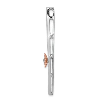 14k Yellow Gold and 14k Rose Gold Diamond Fancy Flower Chain Slide Pendant