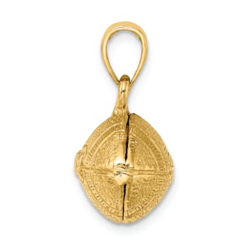 14k Yellow Gold 3D Polished and Textured Football pendant
