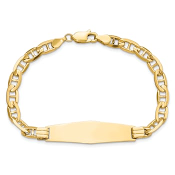 14k Yellow Gold Mariner Link Soft Diamond Shape ID Bracelet