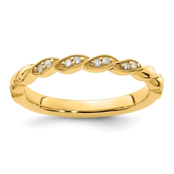 14K Yellow Gold Stackable Expressions Diamond Twist Ring 0.04ctw