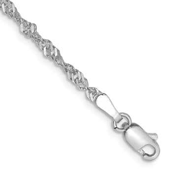 14K White Gold 2.0mm Singapore Chain Bracelet