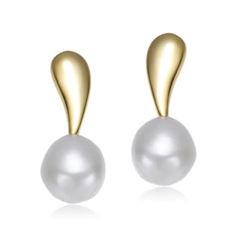 Freshwater Pearl Stud Earrings In 14K Gold Over Sterling Silver