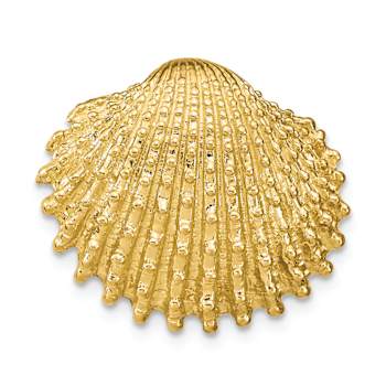 14k Yellow Gold Textured Scallop Shell Slide Pendant