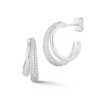 Rachel Zoe Pave and Polished Double Hoop Earrings in Rhodium Over
Sterling Silver