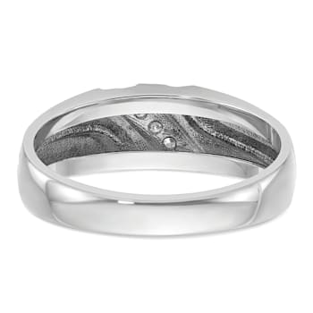 Rhodium Over 10K White Gold Men's Polished, Satin and Grooved 5-Stone
Diamond Ring 0.06ctw