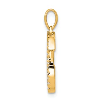 14K Yellow Gold Diamond Letter G Initial Pendant