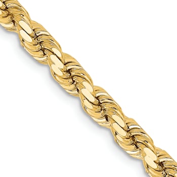 14k Yellow Gold 4.25mm Solid Diamond-Cut Rope 22 Inch Chain