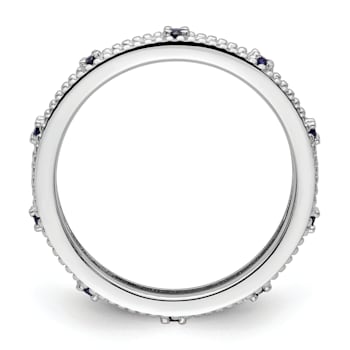 Sterling Silver Stackable Expressions Lab Created Sapphire Ring 0.2ctw