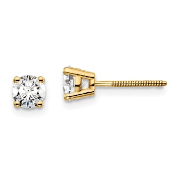 14K Yellow Gold Lab Grown Diamond 2/3ctw Certified VS/SI GH Screw Back 4
Prong Earrings