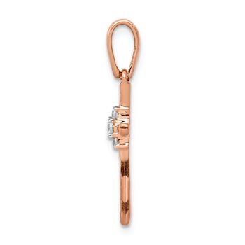 14k Rose Gold and Rhodium Over 14k Rose Gold Diamond Cross Pendant