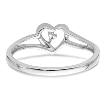 Rhodium Over 14K White First Promise Heart Diamond Promise/Engagement
Ring 0.01ctw
