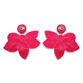 Pink Seed Beads With Clear Crystal Butterfly Earring