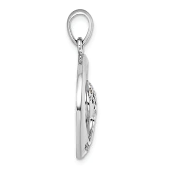 Rhodium Over Sterling Silver Polished Cubic Zirconia Wave Pendant