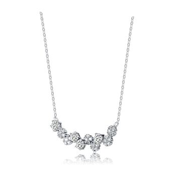 CZ Garland Bar Necklace In Sterling Silver