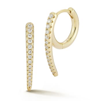 Rachel Zoe Thin Pave CZ Curved Huggie Earrings in 14K Gold Over Sterling Silver