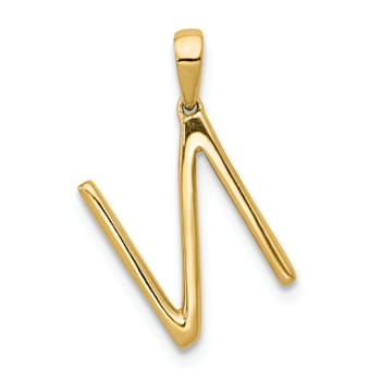14K Yellow Gold Diamond Letter N Initial Pendant