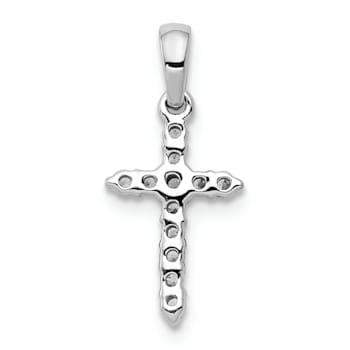 Rhodium Over 14K White Gold Polished Diamond Cross Pendant