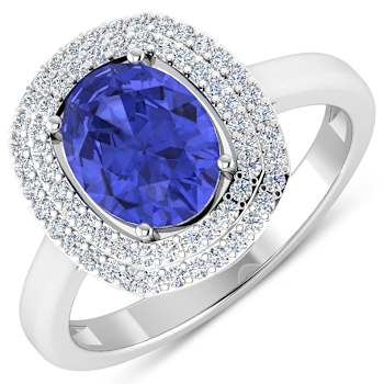 1.69ctw Violet Tanzanite and Diamond 14K White Gold Halo Ring