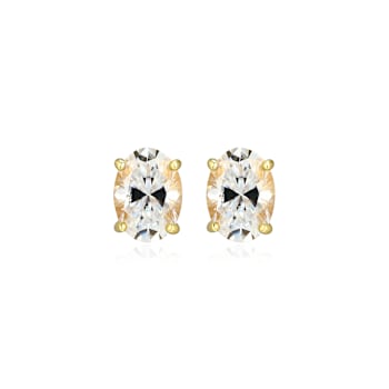 Oval Moissanite 14k Yellow Gold Over Silver Stud Earrings 1.80ctw DEW