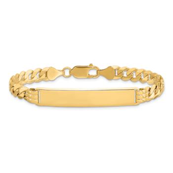 10k Yellow Gold Flat Curb Link ID Bracelet
