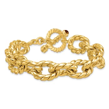 14K Yellow Gold Citrine Twisted Oval Link 8.5-inch Toggle Bracelet
