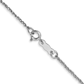 Rhodium Over 14k White Gold 1.1mm Solid Rope 14 Inch Chain
