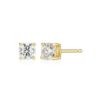 Square Cushion Cut Moissanite 14k Yellow Gold Over Silver Stud Earrings
0.66ctw DEW