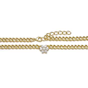 Floral CZ Statement Necklace In 14K Gold Over Brass