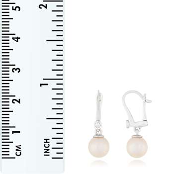 White Cultured Freshwater Pearl 14k White Gold Earrings 7-7.5mm