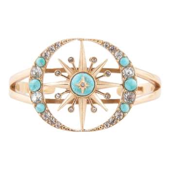 Barse Jewelry Blue Composite Turquoise Gold Tone Celestial Cuff Bracelet