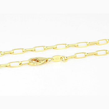 Elongated Paperclip LInk ChaIn Necklace In 18K Gold Over Sterling Silver 20"