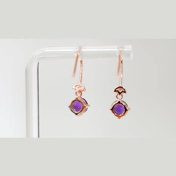 Amethyst and CZ 1.59 Ctw Round 18K Rose Gold Over Sterling Silver Drop
Earrings Jewelry.