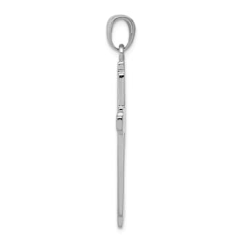 Rhodium Over 14k White Gold Textured Solid Cross Pendant