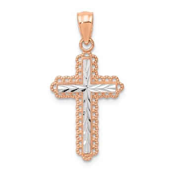 14k Two-tone Gold  Diamond-Cut Cross Pendant