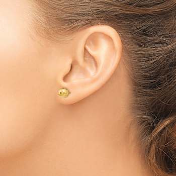 14k Yellow Gold Polished and Diamond-Cut 7mm Ball Stud Earrings
