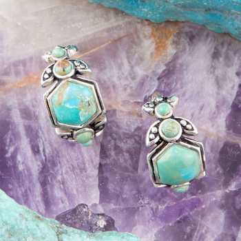 Barse Jewelry 12x10mm, 4mm & 3mm Blue Turquoise Sterling Silver
Emile Hoop Earrings