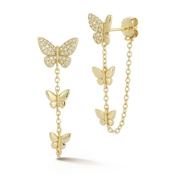 Rachel Zoe CZ Butterfly Three-Station Dangle Earrings in 14K Gold Over
Sterling Silver